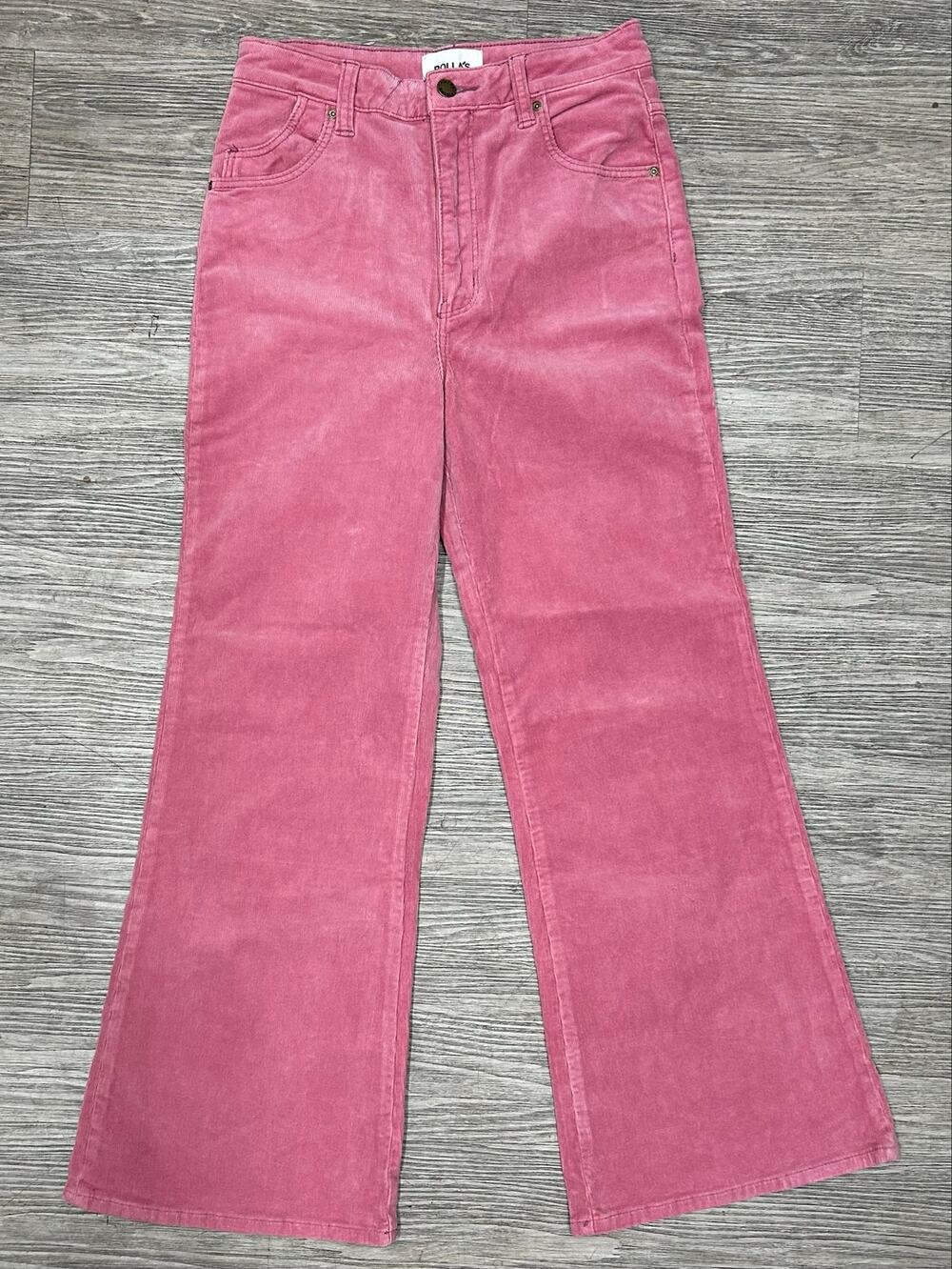 Rollas Womens Size 29 Pink Corduroy Eastcoast Crop Flare High Rise Pants Trouser